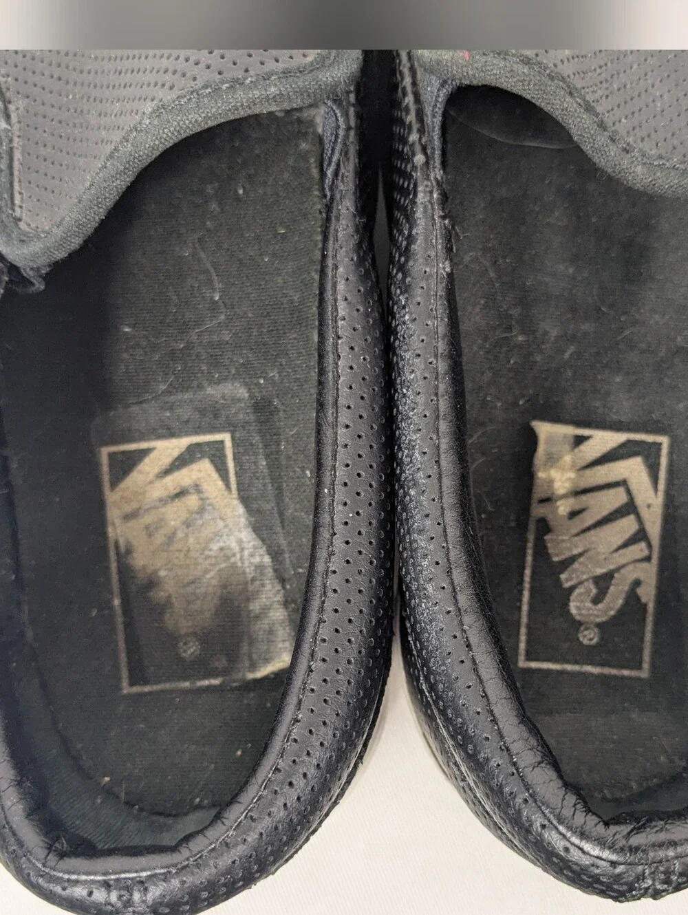 Vans Black Perforated Leather Slip On Shoes